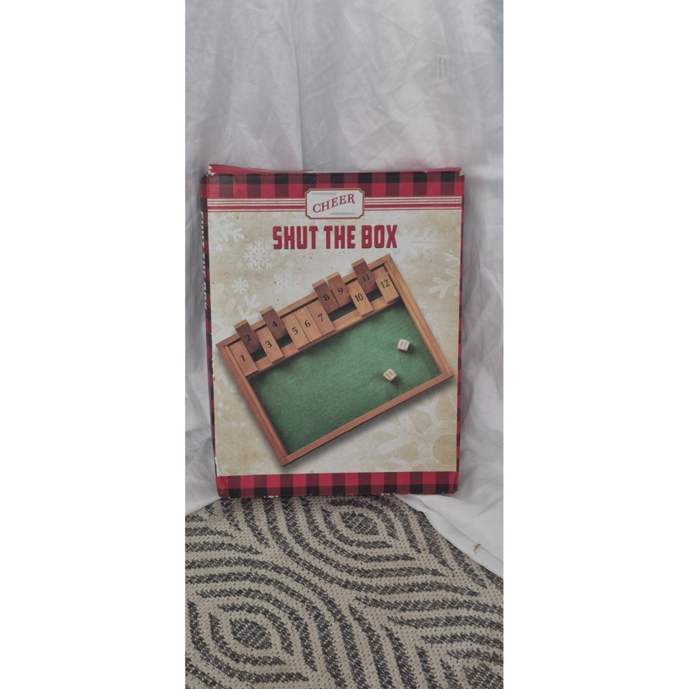 Cheer‎ Shut The Box Wooden Dice Game w/ Fabric Lining Classic Fun